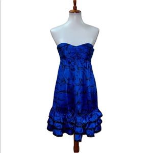 Betsey Johnson Royal Blue Strapless Ruffle Hem Dress